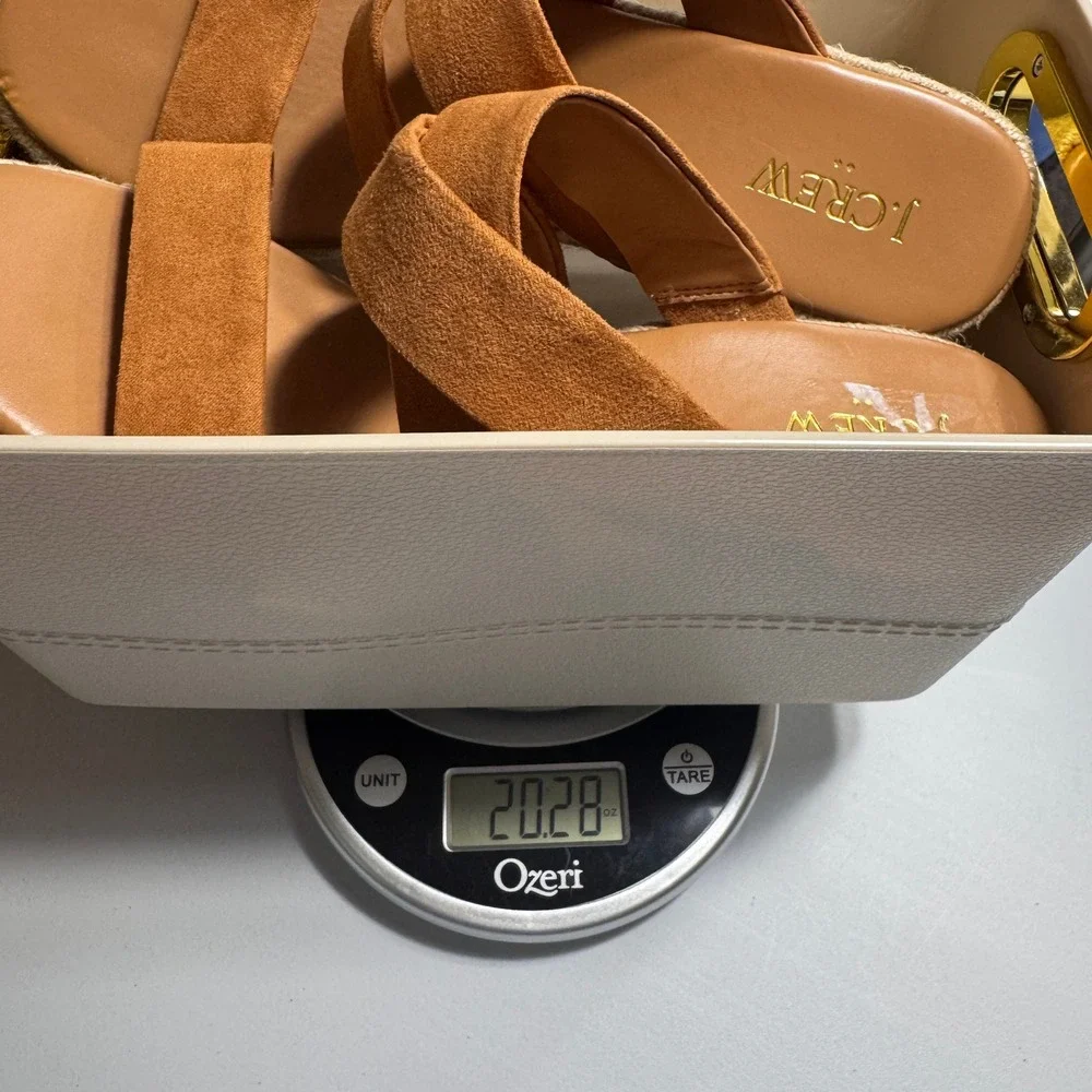 J.Crew Espadrille Wedge Sandals Womens 8 Brown Excellent Suede Crisscross Straps